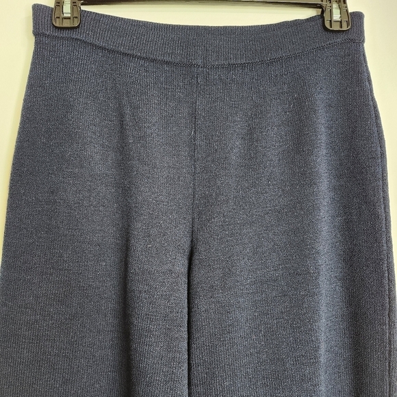 St. John Basics Navy Blue Santana Knit Pull On Straight Leg Trouser Pants Sz 10 - Picture 3 of 13